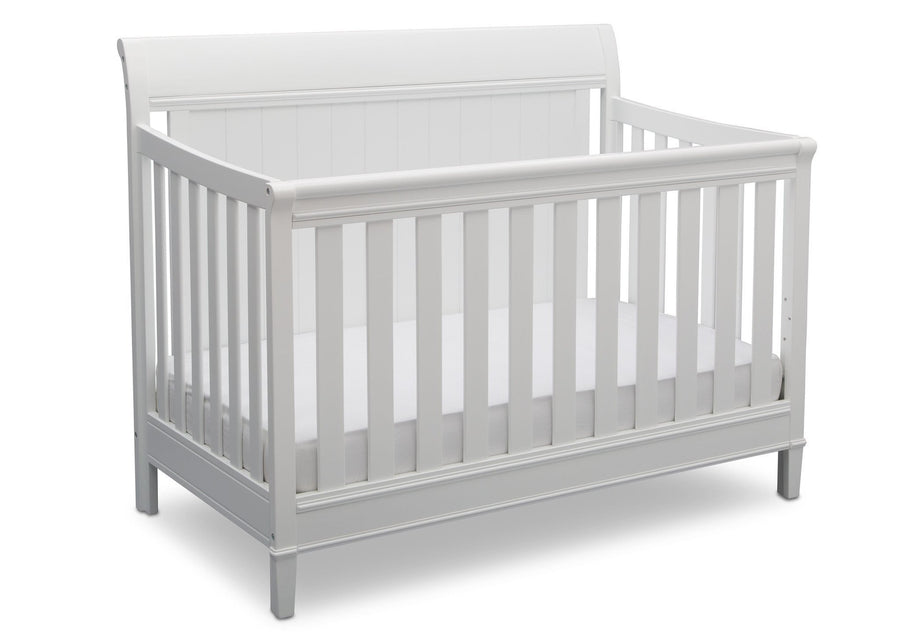 Delta Children Bianca (130) New Haven 4-in-1 Crib, Angled View, d3d 21-New Haven 4-in-1 Crib