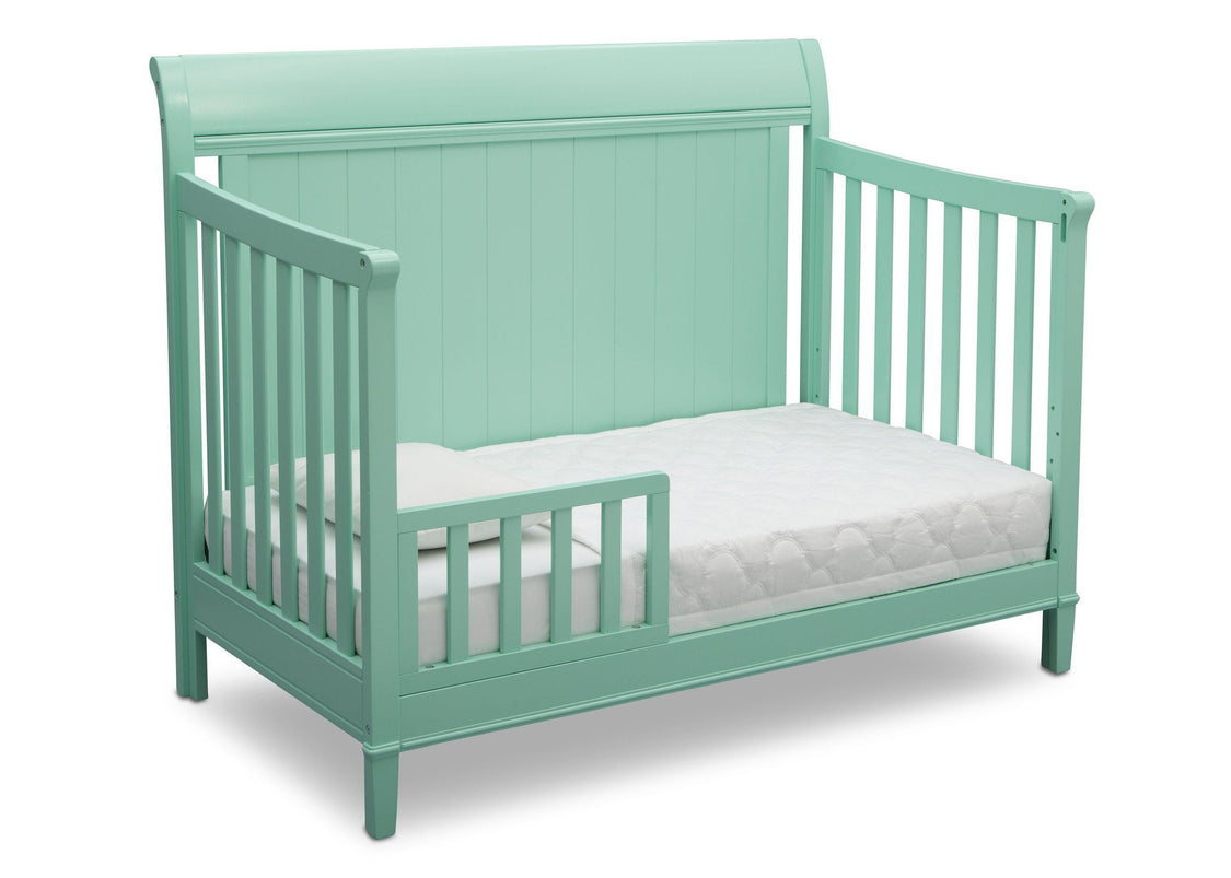Delta Children Aqua (347) New Haven 4-in-1 Crib, Angled Conversion to Toddler Bed, e4e