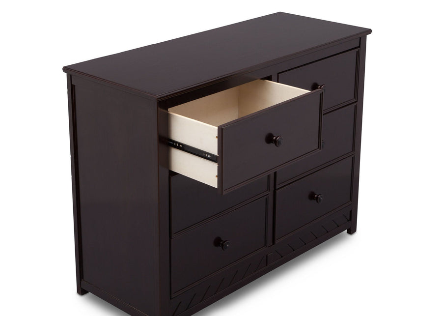 Delta Children Dark Espresso (958) Bennington Elite 6 Drawer Dresser Detail View c4c 9-Bennington Elite 6 Drawer Dresser