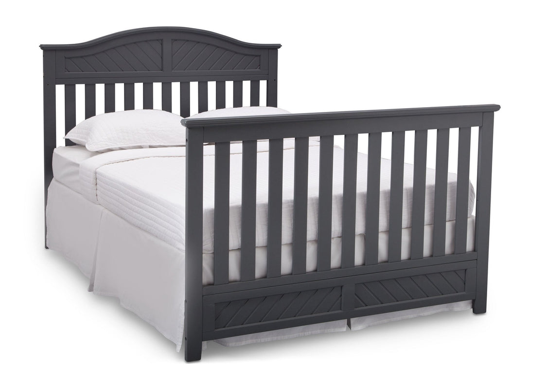 Delta Children Dark Charcoal (029) Bennington Elite Curved 4-in-1 Crib angled conversion to full size bed c6c
