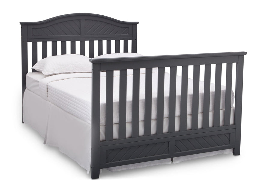 Delta Children Dark Charcoal (029) Bennington Elite Curved 4-in-1 Crib angled conversion to full size bed c6c 13-Bennington Elite Curved 4-in-1 Crib