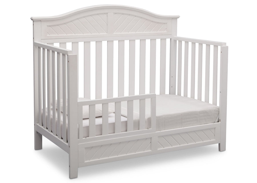 Delta Children Bianca (130) Bennington Elite Curved 4-in-1 Crib angled conversion to toddler bed a4a 4-Bennington Elite Curved 4-in-1 Crib