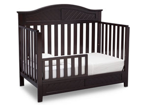 Delta Children Dark Espresso (958) Bennington Elite Curved 4-in-1 Crib angled conversion to toddler bed b4b 11
