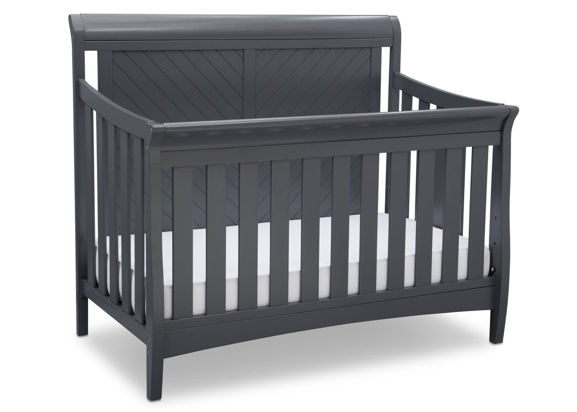 Delta Children Charcoal Grey (029) Bennington Elite Sleigh 4-in-1 Convertible Crib (550650), Right Angle, a3a