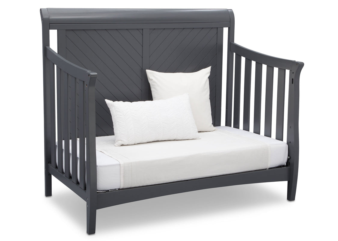 Delta Children Charcoal Grey (029) Bennington Elite Sleigh 4-in-1 Convertible Crib (550650), Day Bed, a5a