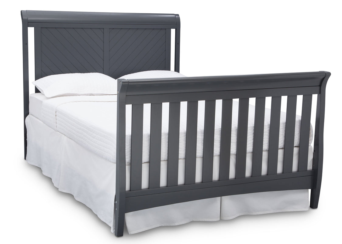 Delta Children Charcoal Grey (029) Bennington Elite Sleigh 4-in-1 Convertible Crib (550650), Full Size Bed, a6a