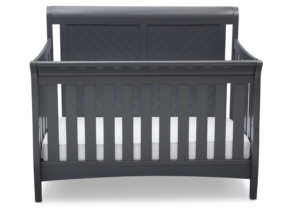 Delta Children Charcoal Grey (029) Bennington Elite Sleigh 4-in-1 Convertible Crib (550650), Straight, a2a