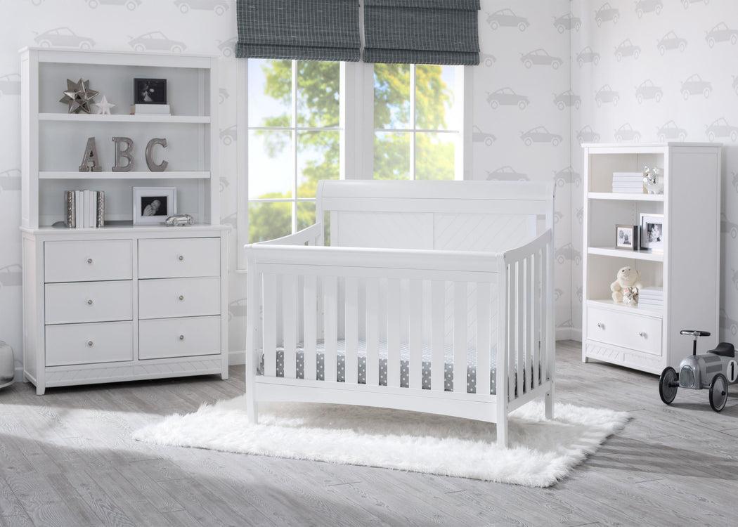 Delta Children Bianca (130) Bennington Elite Sleigh 4-in-1 Convertible Crib (550650), Room, b1b