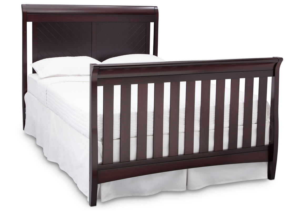 Delta Children Dark Espresso (958) Bennington Elite Sleigh 4-in-1 Convertible Crib (550650), Full Size Bed, c6c