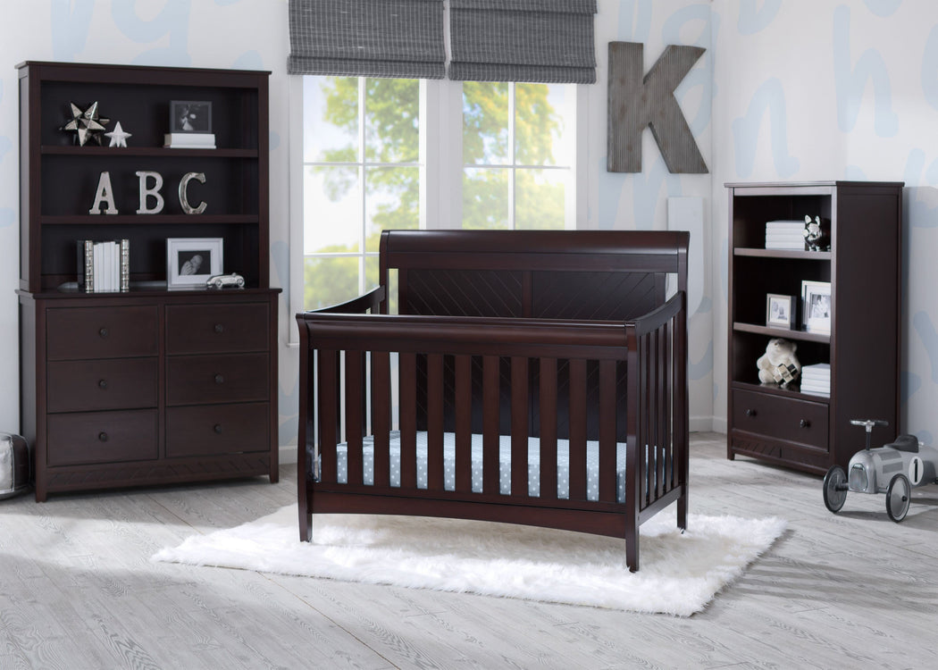 Delta Children Dark Espresso (958) Bennington Elite Sleigh 4-in-1 Convertible Crib (550650), Room, c1c