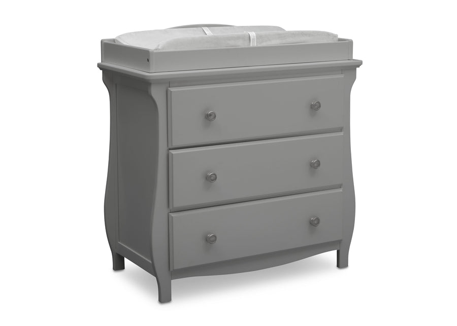 Delta Children Grey (026) Lancaster 3 Drawer Dresser with Changing Top (552030), Sideview, a3a 4-Lancaster 3 Drawer Dresser with Changing Top