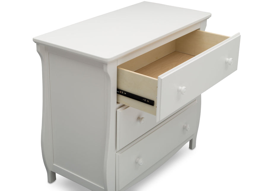 Delta Children Bianca White (130) Lancaster 3 Drawer Dresser with Changing Top (552030), Detail, b4b 8-Lancaster 3 Drawer Dresser with Changing Top
