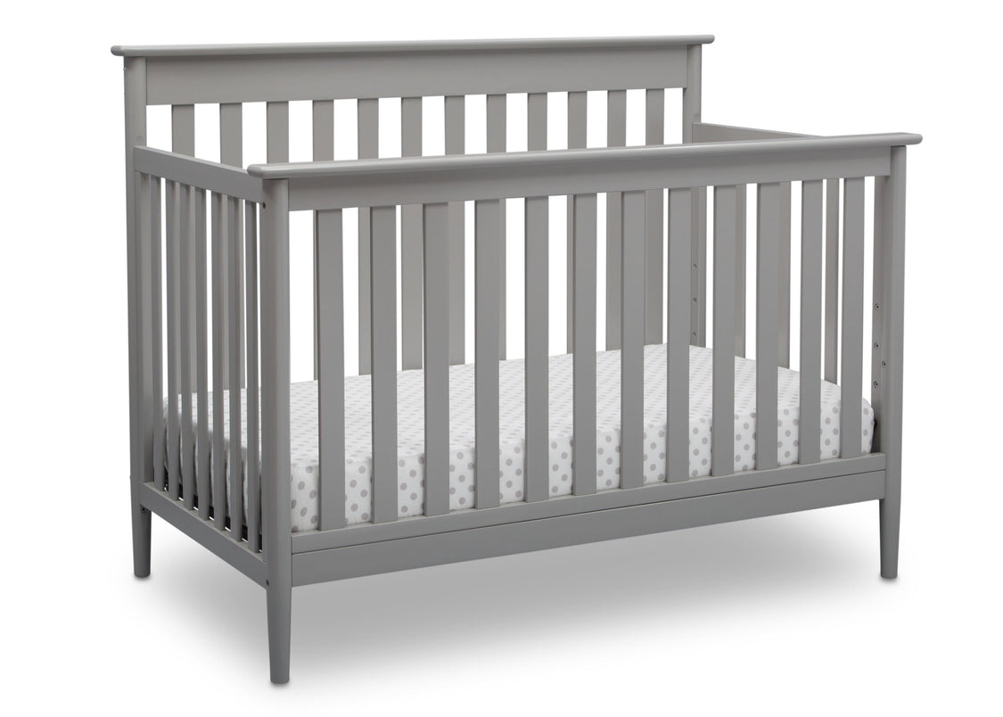 Delta Children Grey (026) Greyson Signature 4-in-1 Crib, angled view, a3a