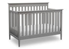 Delta Children Grey (026) Greyson Signature 4-in-1 Crib, angled view, a3a 2-Greyson Signature 4-in-1 Convertible Crib