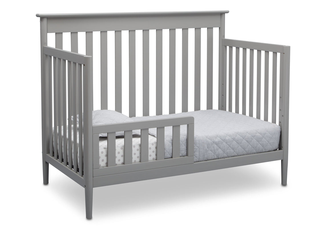 Delta Children Grey (026) Greyson Signature 4-in-1 Crib, angled conversion to toddler bed, a5a