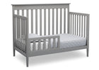 Delta Children Grey (026) Greyson Signature 4-in-1 Crib, angled conversion to toddler bed, a5a 5-Greyson Signature 4-in-1 Convertible Crib