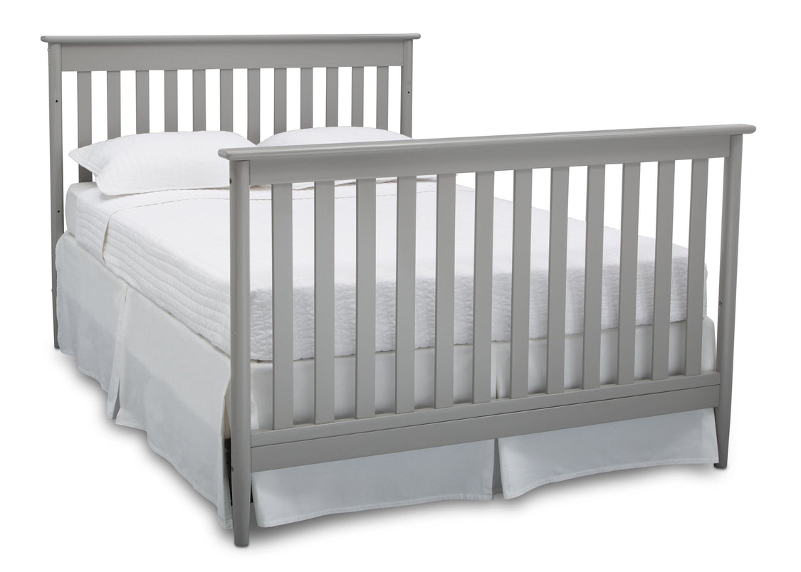 Delta Children Grey (026) Greyson Signature 4-in-1 Crib, angled conversion to full size bed, a6a