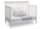 Delta Children Bianca White (130) Greyson Signature 4-in-1 Crib, angled conversion to daybed, b4b 10-Greyson Signature 4-in-1 Convertible Crib