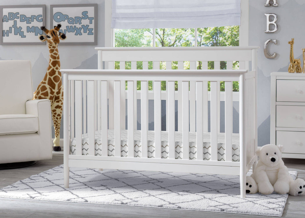 Delta Children Bianca White (130) Greyson Signature 4-in-1 Crib, Room View b1b