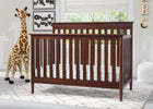 Delta Children Walnut (1316) Greyson Signature 4-in-1 Crib, angled view, d3d 19-Greyson Signature 4-in-1 Convertible Crib