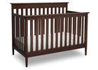 Delta Children Walnut (1316)) Greyson Signature 4-in-1 Crib, angled view, d3d 20-Greyson Signature 4-in-1 Convertible Crib