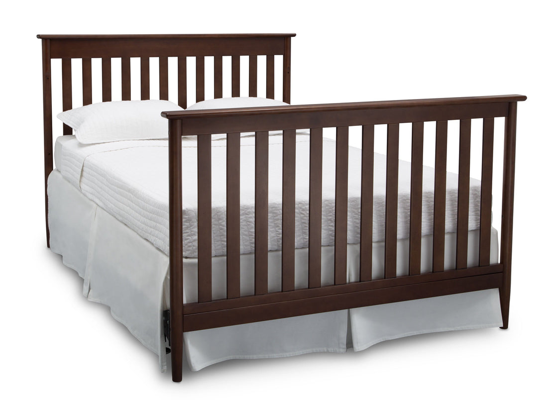 Delta Children Walnut (1316)) Greyson Signature 4-in-1 Crib, angled conversion to full size bed, d6d