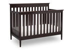 Delta Children Dark Chocolate (207) Greyson Signature 4-in-1 Crib, angled view, c3c 14-Greyson Signature 4-in-1 Convertible Crib