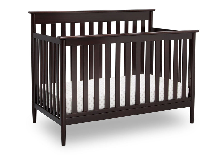 Delta Children Dark Chocolate (207) Greyson Signature 4-in-1 Crib, angled view, c3c 14-Greyson Signature 4-in-1 Convertible Crib