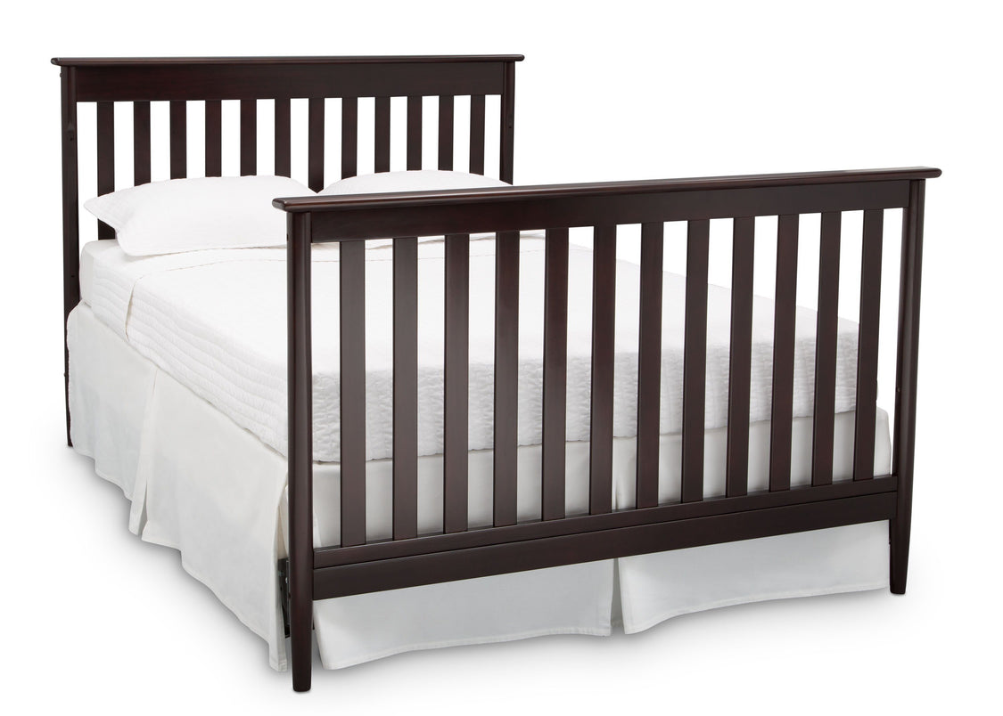 Delta Children Dark Chocolate (207) Greyson Signature 4-in-1 Crib, angled conversion to full size bed, c6c