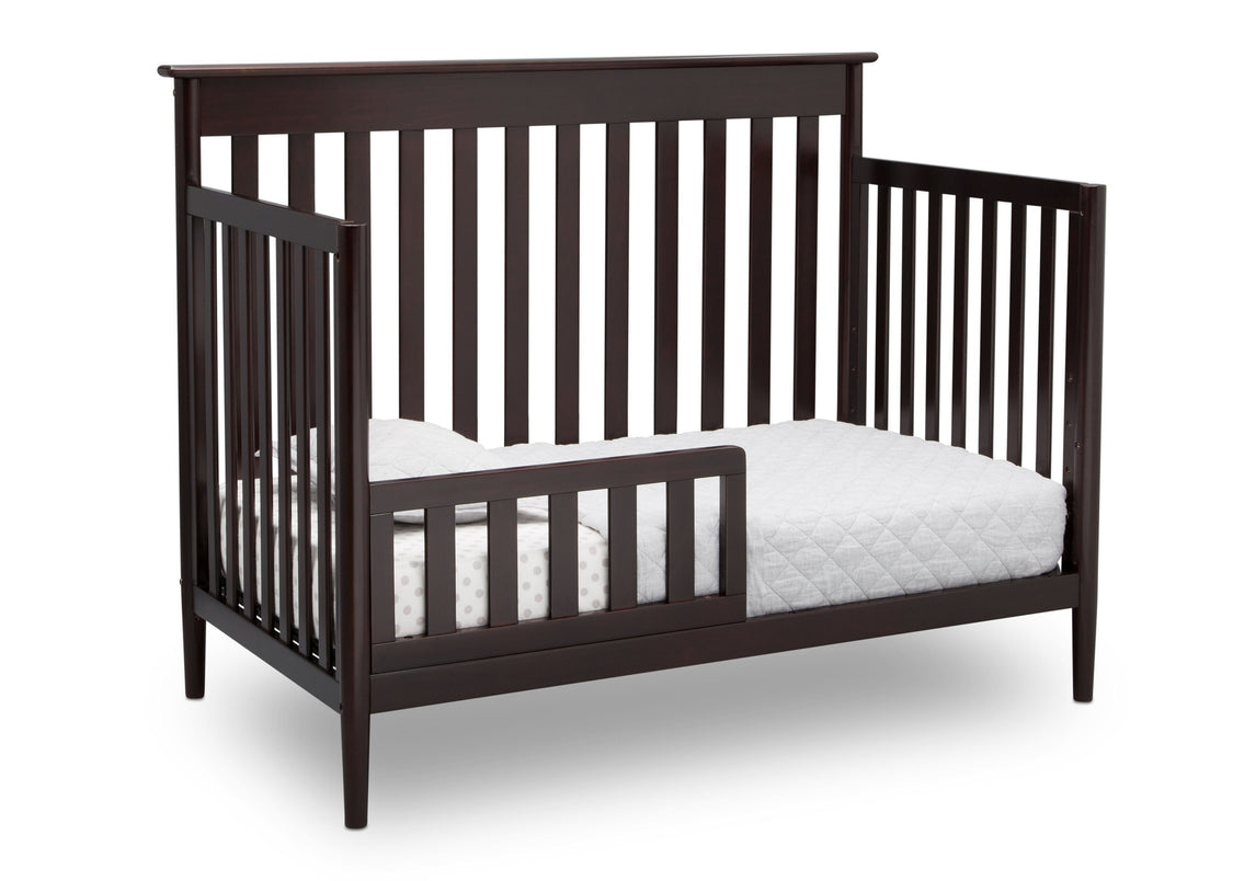 Delta Children Dark Chocolate (207) Greyson Signature 4-in-1 Crib, angled conversion to toddler bed, c5c