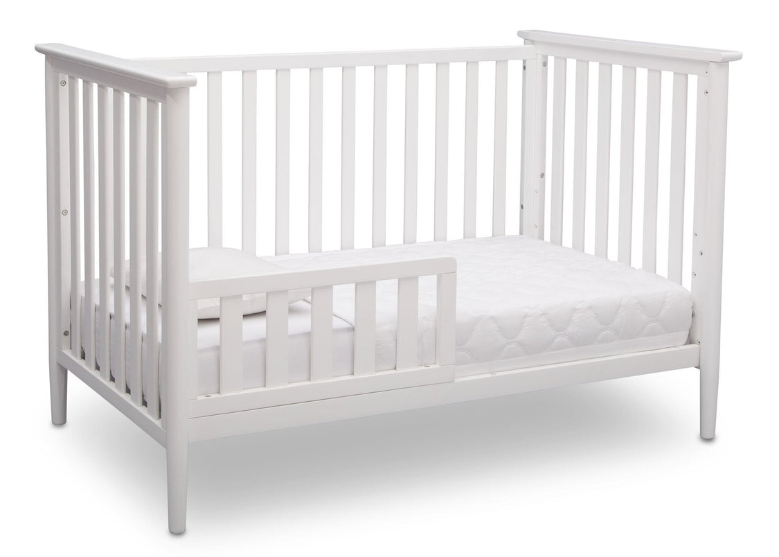 Delta Children Bianca White (130) Greyson 3-in-1 Crib, Angled Conversion to Toddler Bed, a3a