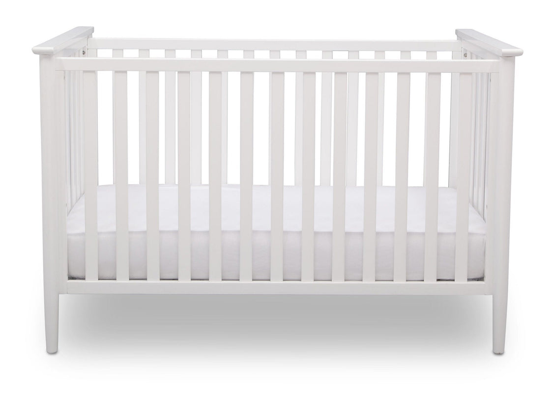 Delta Children Bianca White (130) Greyson 3-in-1 Crib, Front View, a1a