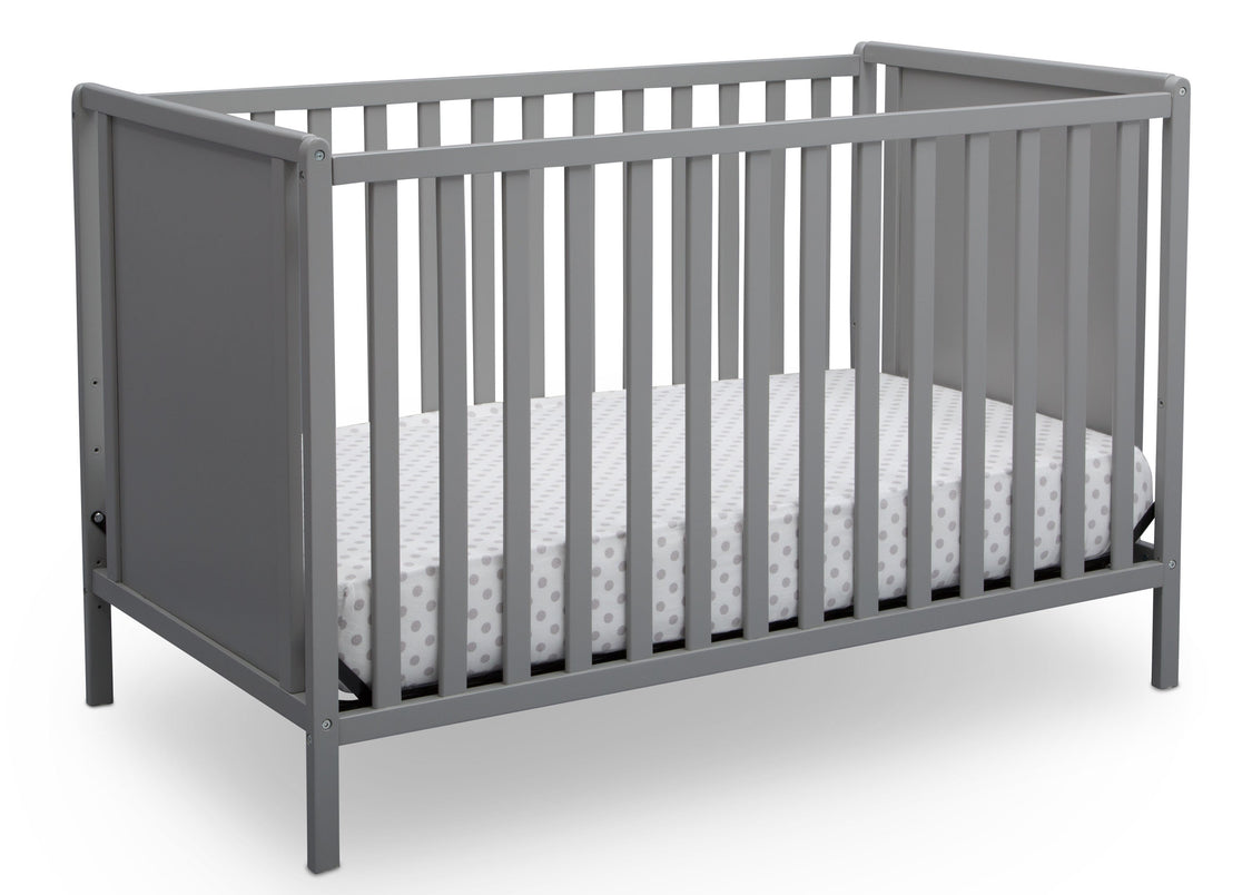 Delta Children Grey (026) Heartland Classic 4-in-1 Convertible Crib, Crib Angle, a3a