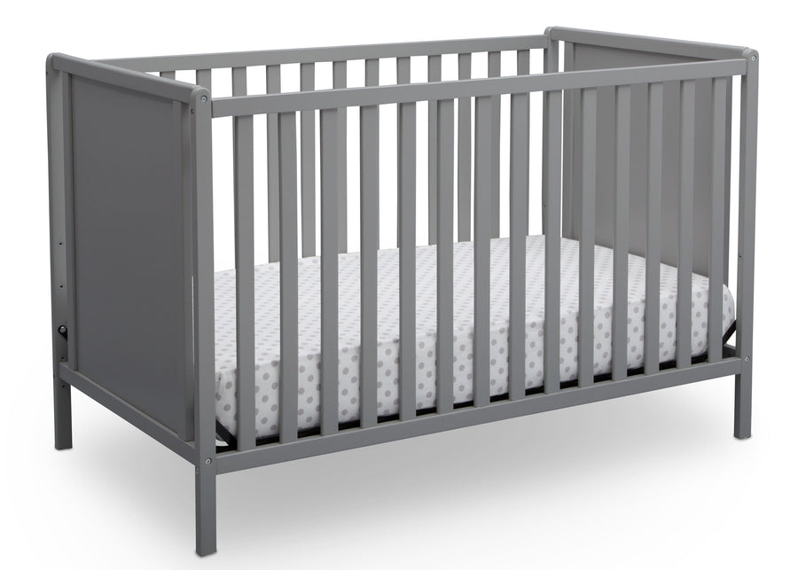 Delta Children Grey (026) Heartland Classic 4-in-1 Convertible Crib, Crib Angle, a3a 3-Heartland Classic 4-in-1 Convertible Crib