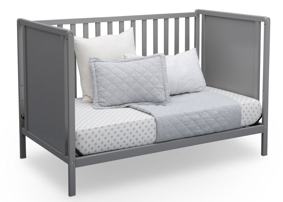 Delta Children Grey (026) Heartland Classic 4-in-1 Convertible Crib, Day Bed Angle, a5a 5-Heartland Classic 4-in-1 Convertible Crib