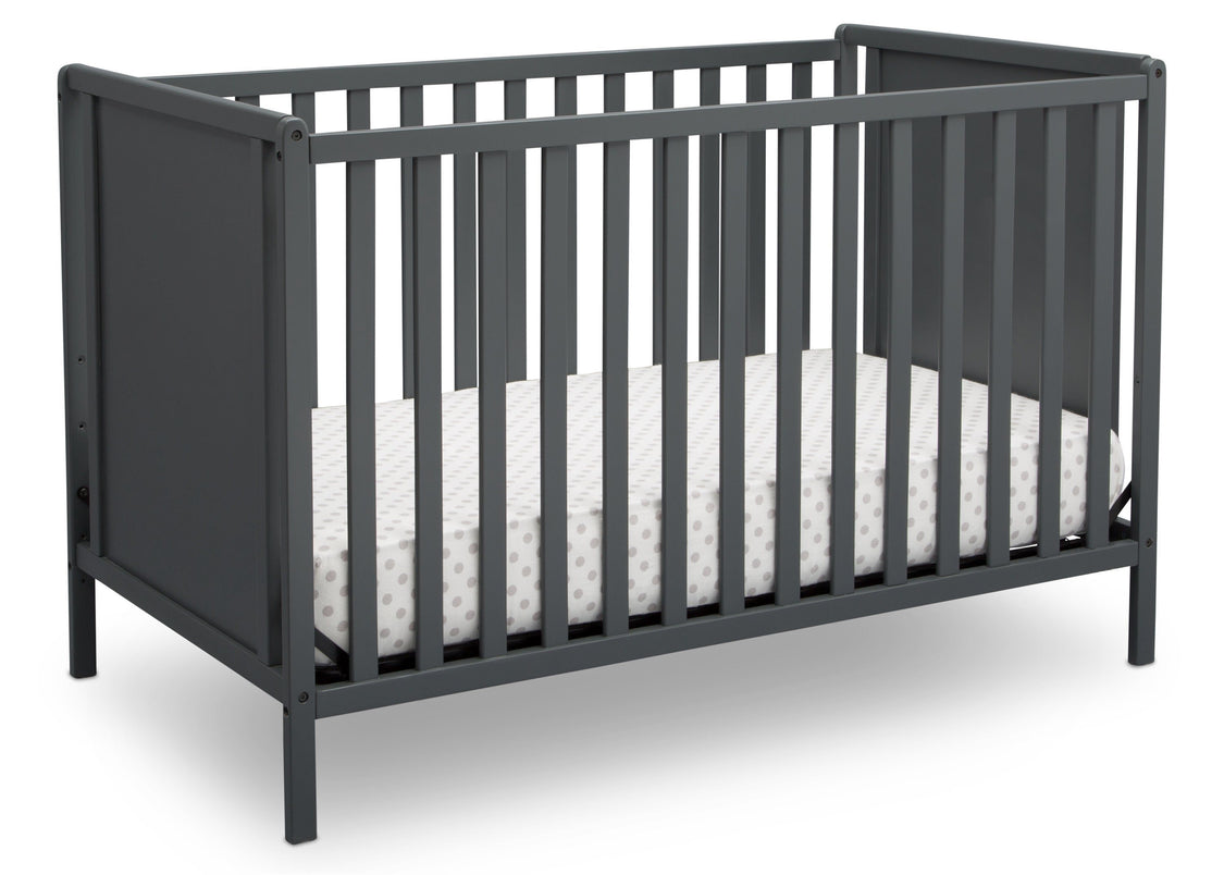 Delta Children Charcoal Grey (029) Heartland Classic 4-in-1 Convertible Crib, Crib Angle, b3b