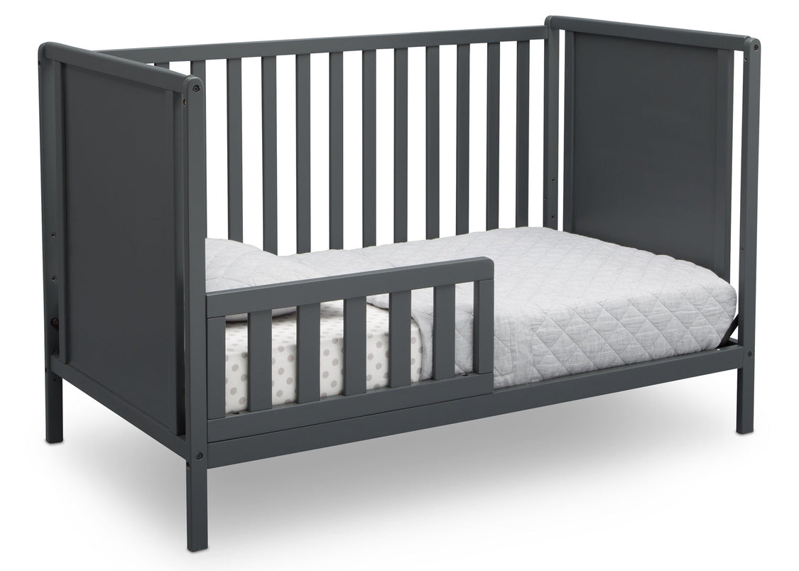 Delta Children Charcoal Grey (029) Heartland Classic 4-in-1 Convertible Crib, Toddler Bed Angle, b4b