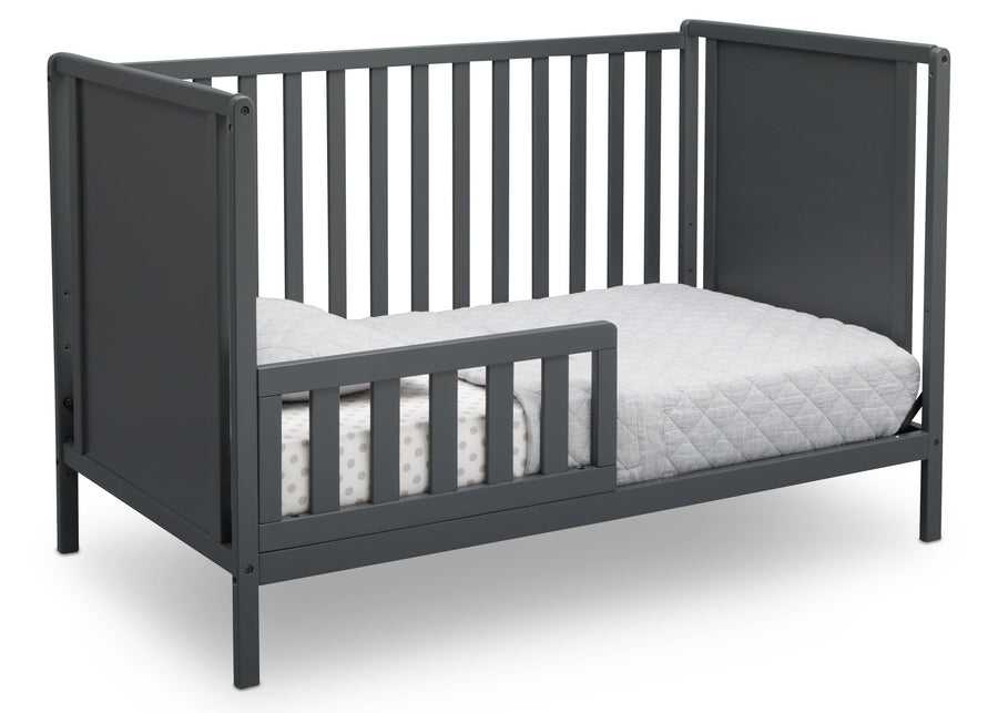 Delta Children Charcoal Grey (029) Heartland Classic 4-in-1 Convertible Crib, Toddler Bed Angle, b4b 10-Heartland Classic 4-in-1 Convertible Crib