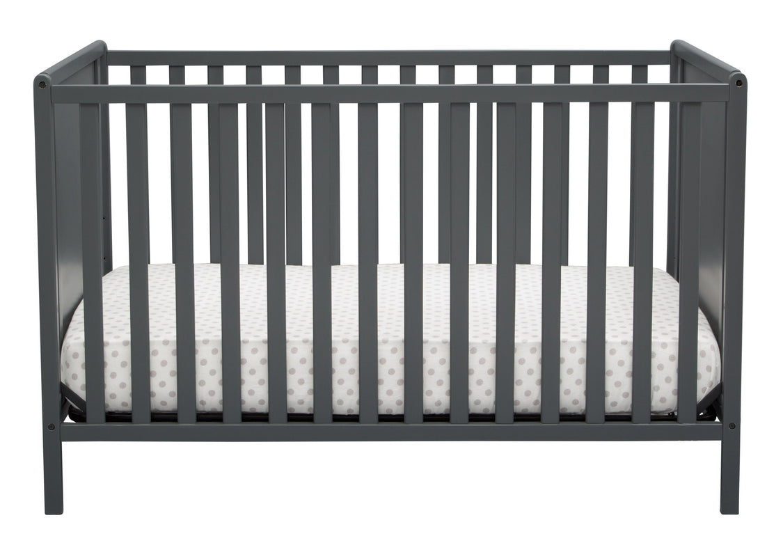 Delta Children Charcoal Grey (029) Heartland Classic 4-in-1 Convertible Crib, Crib Front, b2b