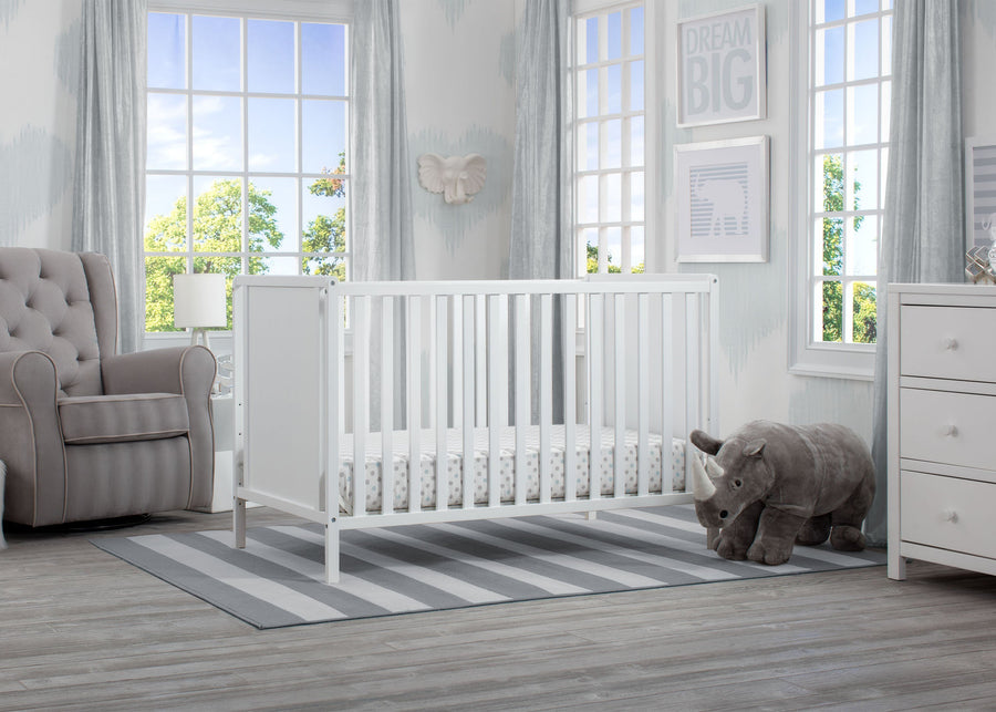 Delta Children Bianca White (130) Heartland Classic 4-in-1 Convertible Crib, Room, c1c 13-Heartland Classic 4-in-1 Convertible Crib