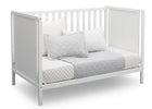 Delta Children Bianca White (130) Heartland Classic 4-in-1 Convertible Crib, Day Bed Angle, c5c 17-Heartland Classic 4-in-1 Convertible Crib