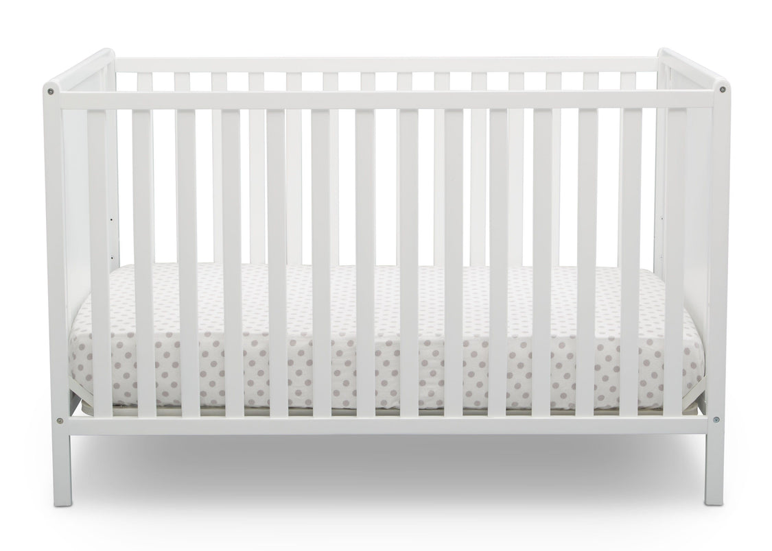 Delta Children Bianca White (130) Heartland Classic 4-in-1 Convertible Crib, Crib Front, c2c