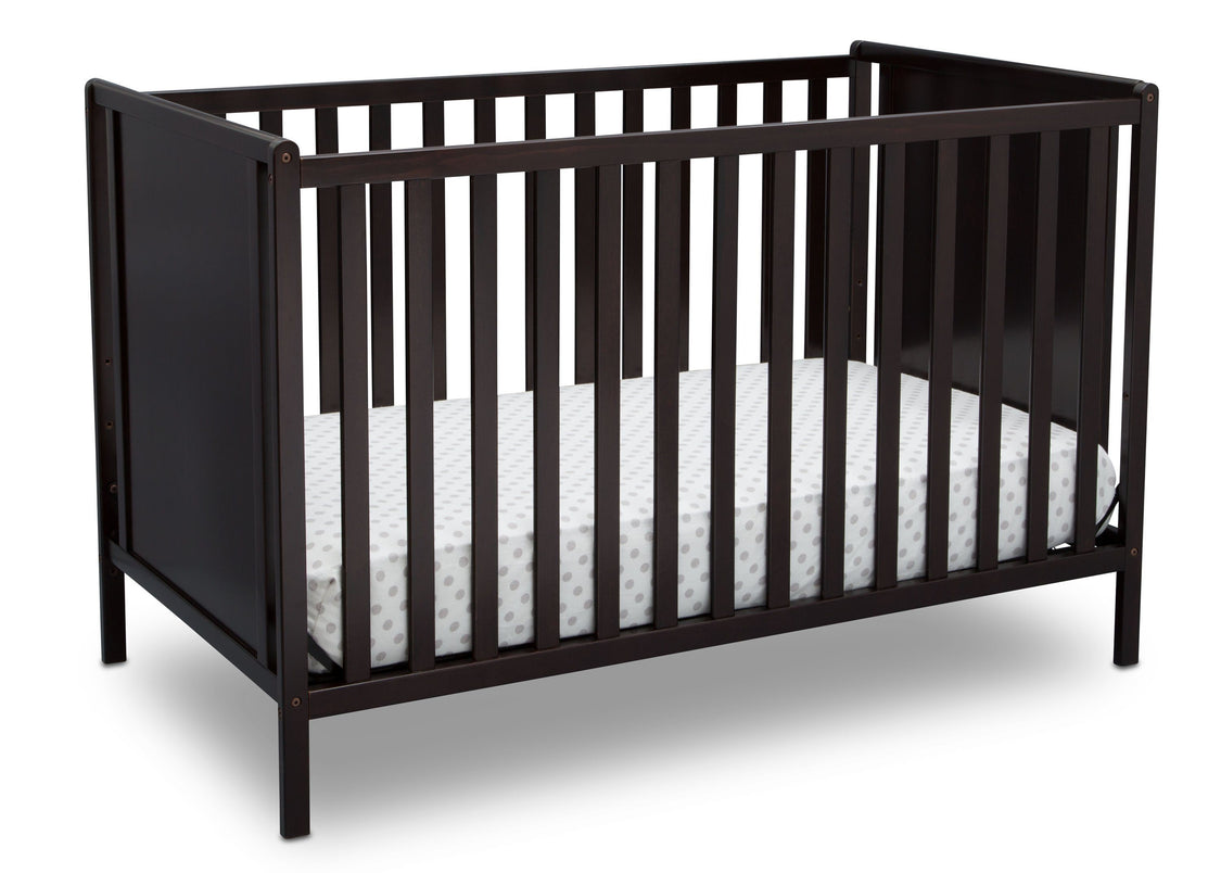 Delta Children Dark Chocolate (207) Heartland Classic 4-in-1 Convertible Crib, Crib Angle, d3d