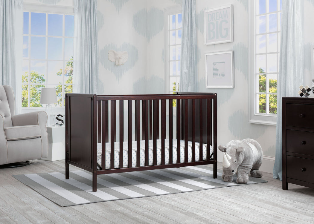 Delta Children Dark Chocolate (207) Heartland Classic 4-in-1 Convertible Crib, Room, d1d
