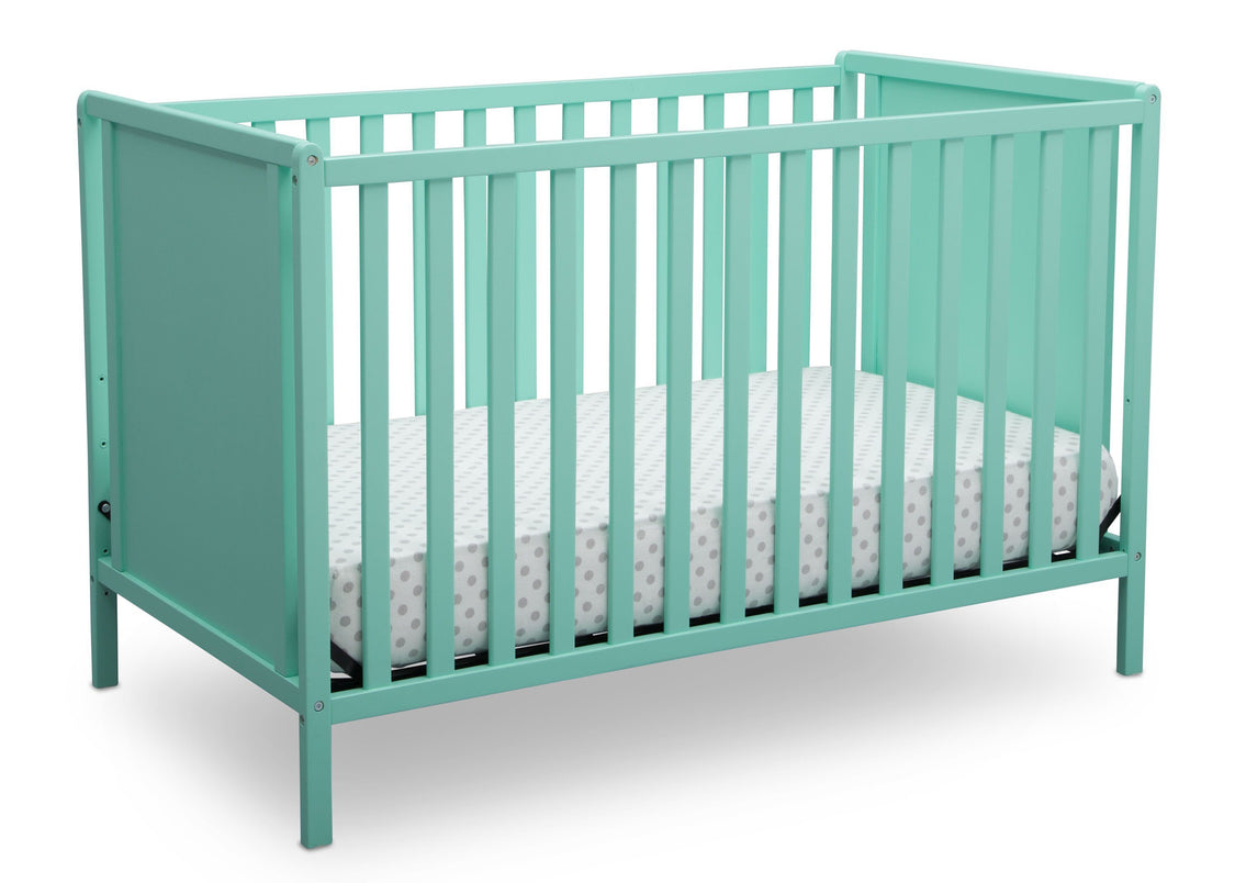 Delta Children Aqua (347) Heartland Classic 4-in-1 Convertible Crib, Crib Angle, e3e