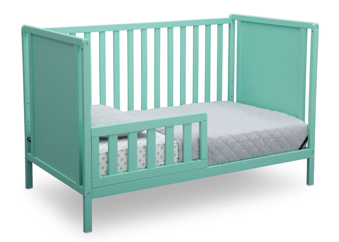 Delta Children Aqua (347) Heartland Classic 4-in-1 Convertible Crib, Toddler Bed Angle, e4e