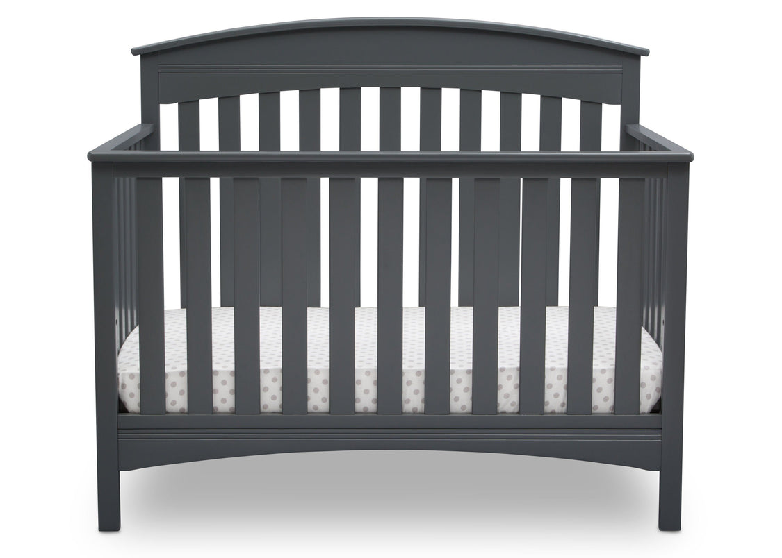Delta Children Charcoal Grey (029) Bennington Elite Arched 4-in-1 Convertible Crib, Crib Front, a2a