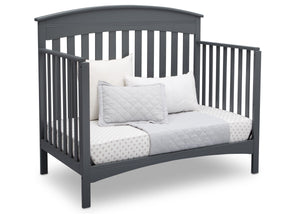 Delta Children Charcoal Grey (029) Bennington Elite Arched 4-in-1 Convertible Crib, Day Bed Angle, a5a 7