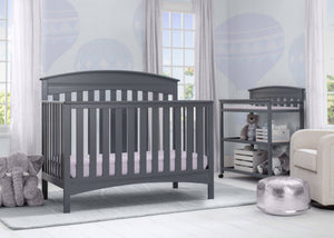 Delta Children Charcoal Grey (029) Bennington Elite Arched 4-in-1 Convertible Crib, Room, a1a 0