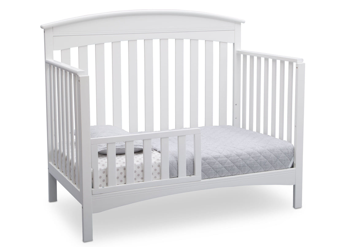 Delta Children Bianca (130) Bennington Elite Arched 4-in-1 Convertible Crib, Toddler Bed Angle, b4b